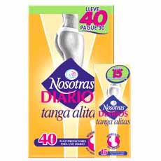 Toallas Higienicas NOSOTRAS DIARIOS TANGA ALITAS X 15UND - cod. 24020