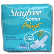 Toallas Higienicas STAYFREE SERENA ADAPT X 8 UNI. PQ 8.00 UN - cod. 23988