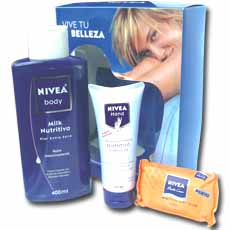 Nivea Body Milk Ex / Seca400ml+ Hand75ml +Jab&oacute;n Bath C 90g.