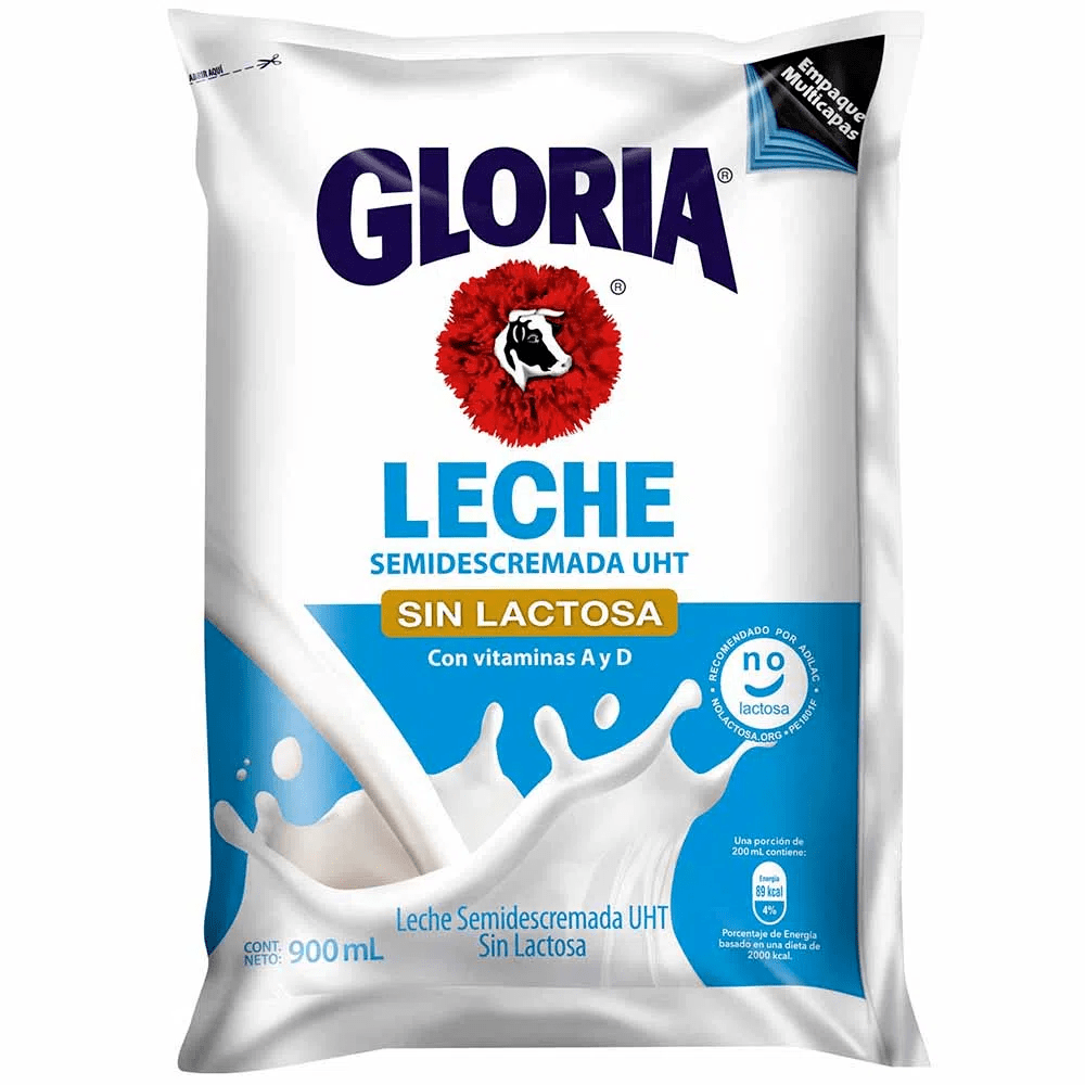 GLORIA LECHE SEMIDESCREMADA SIN LACTOSA X 900ML